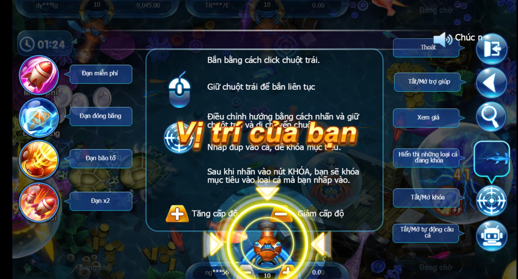 Hướng dẫn cơ bản khi vào game