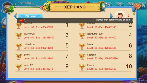 Xếp hạng trong game