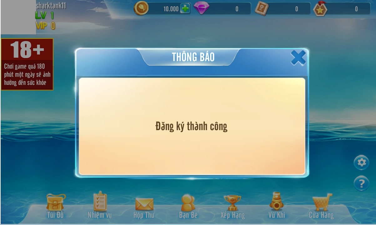 Hoàn tất đăng ký và chơi thôi