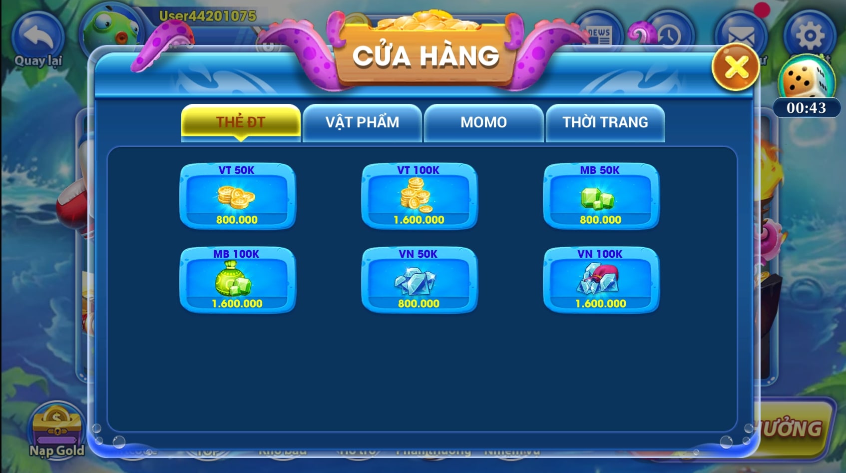 Đổi thưởng thẻ cào trực tiếp trong game Vua Hải Tặc dễ dàng