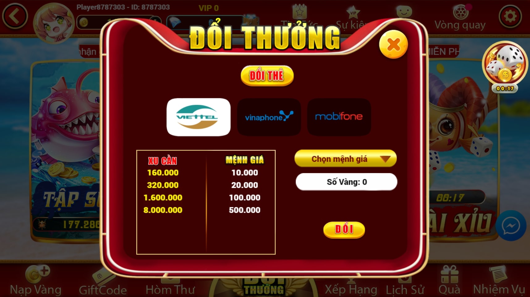 Đổi thưởng dễ dàng