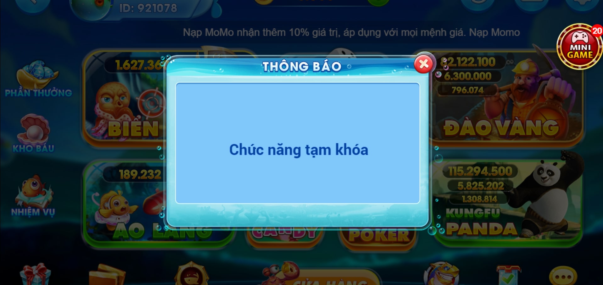 Hệ thống nhiệm vụ bị khóa