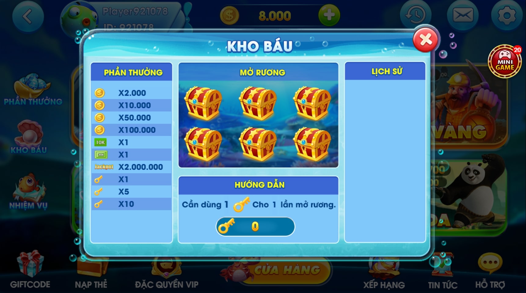 Kho báu hấp dẫn trong game bắn cá đổi thưởng Vua Cướp Biển