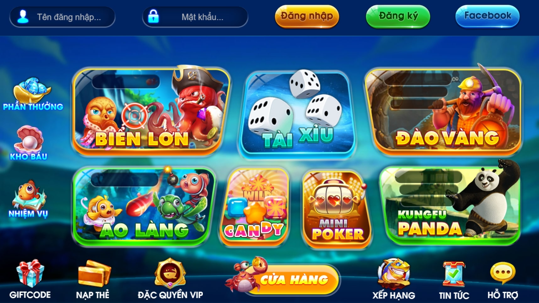 Giao diện máy tính game bắn cá đổi thưởng Vua Cướp Biển