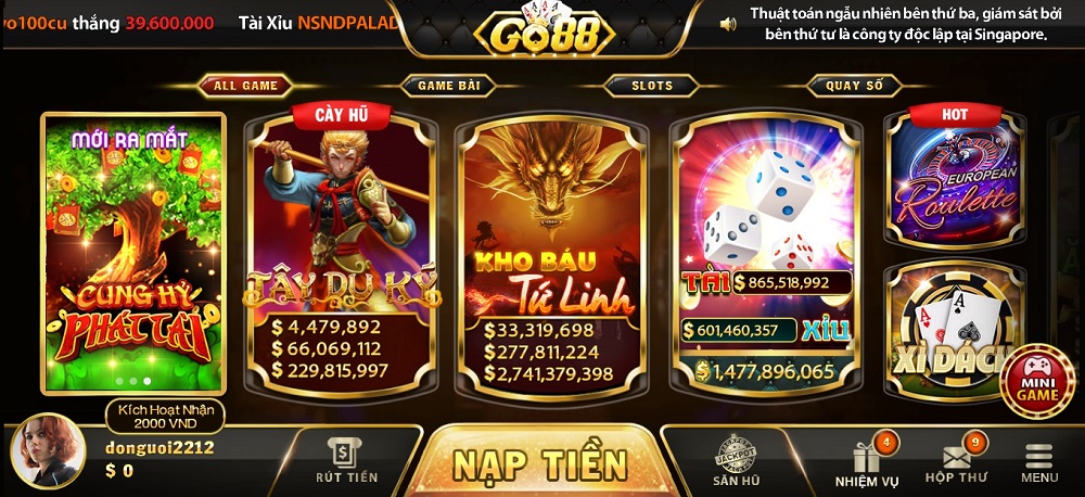 Cổng game Go88 – Thiên đường cờ bạc uy tín số 1, thưởng 100% tiền nạp