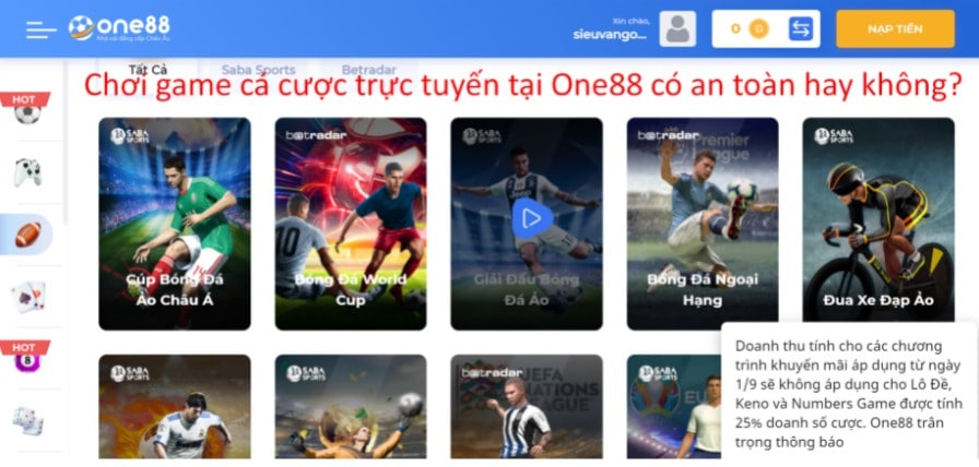 Chơi game cá cược trực tuyến tại One88 có an toàn hay không?