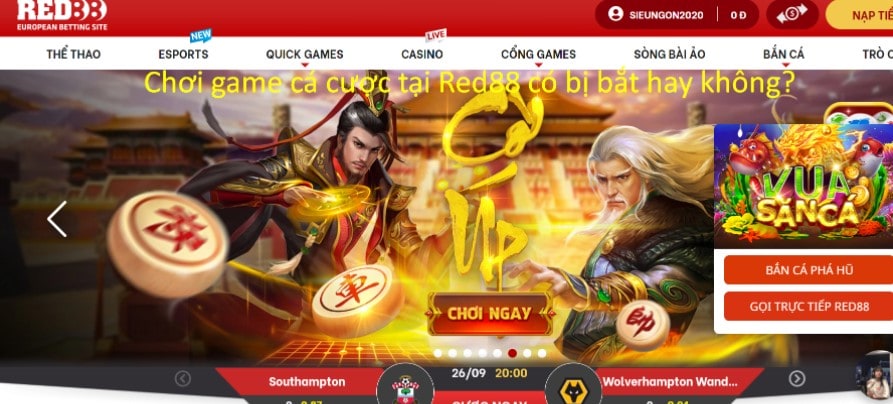 Chơi game cá cược tại Red88 có bị bắt hay không?