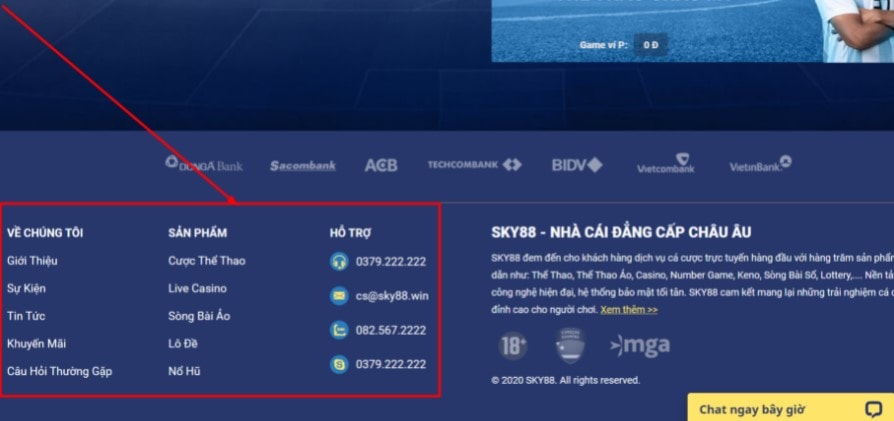 Thông tin liên hệ nhà cái Sky88 rất đa dạng 