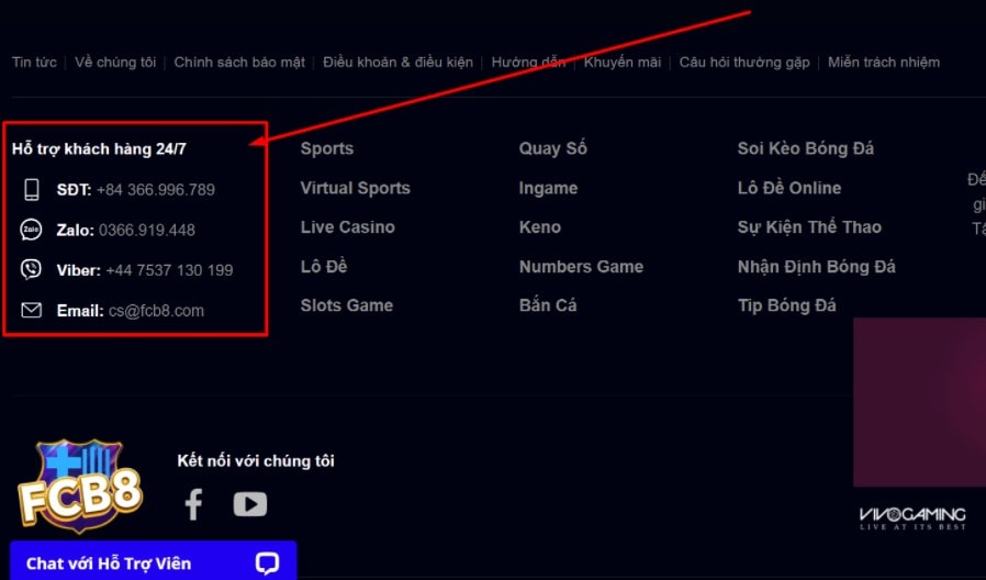 Thông tin liên hệ nhà cái FCB88 rất đa dạng