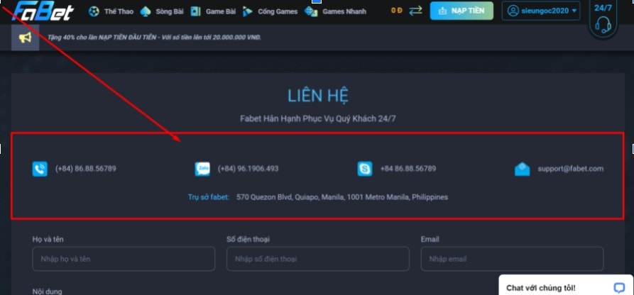Hiện nay nhà cái Fabet có rất nhiều hình thức liên hệ khác nhau