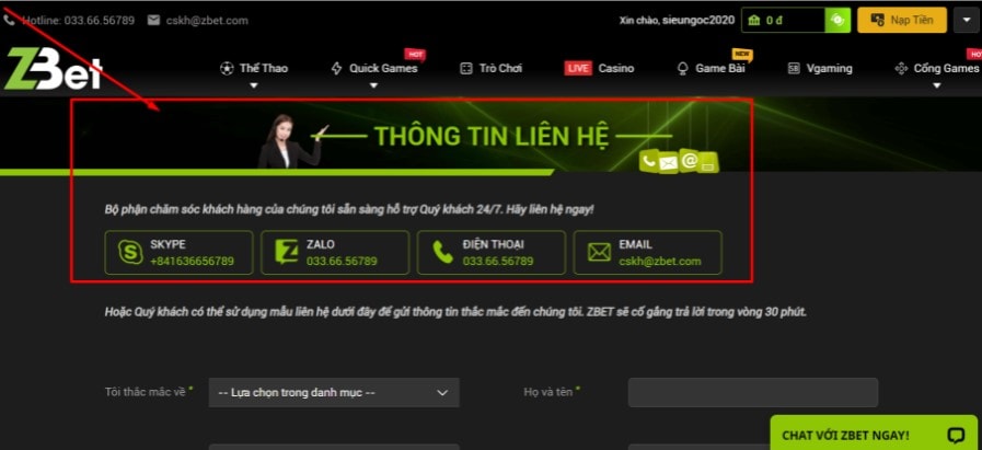 Thông tin liên hệ nhà cái Zbet hiện nay rất đa dạng