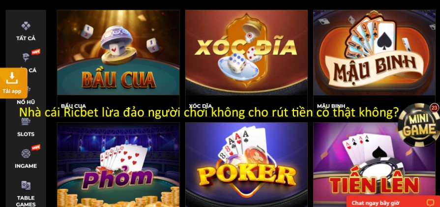 Nhà cái Ricbet lừa đảo người chơi không cho rút tiền có thật không?