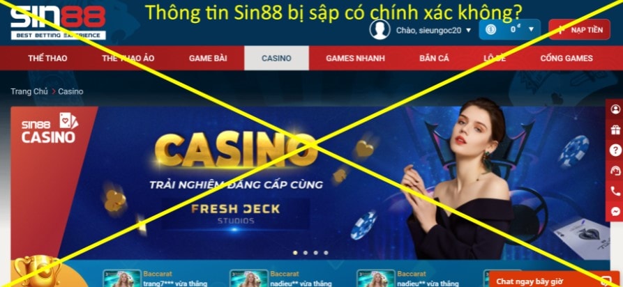 Thông tin Sin88 bị sập có chính xác không?