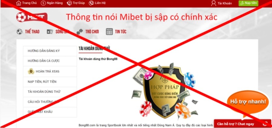 Thông tin nói Mibet bị sập có chính xác