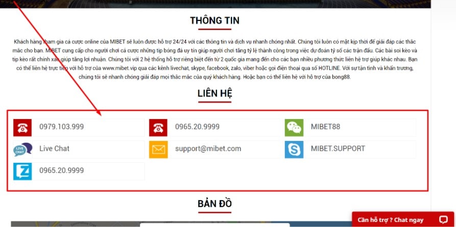 Thông tin liên hệ nhà cái Mbet rất đa dạng